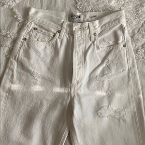 AGOLDE White Cropped Flare Jeans